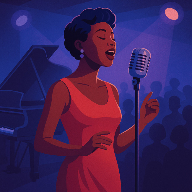 Illustration d'une chanteuse de jazz sur scène