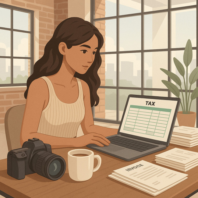 Illustration mannequin freelance gérant sa fiscalité