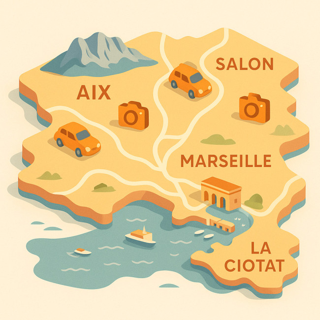 carte illustrée du forfait déplacement en région Aix-Marseille