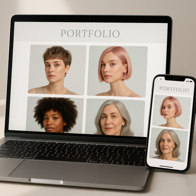 mockup galerie coiffeur responsive