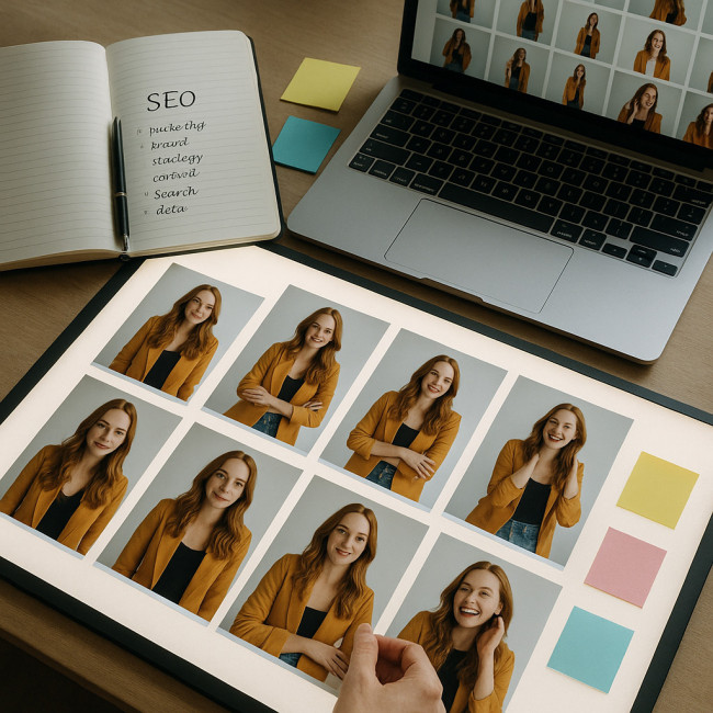 tri de photos promo sur table lumineuse