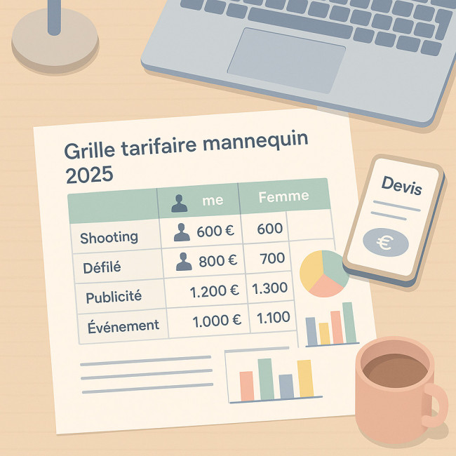 Illustration d'une grille tarifaire mannequin 2025