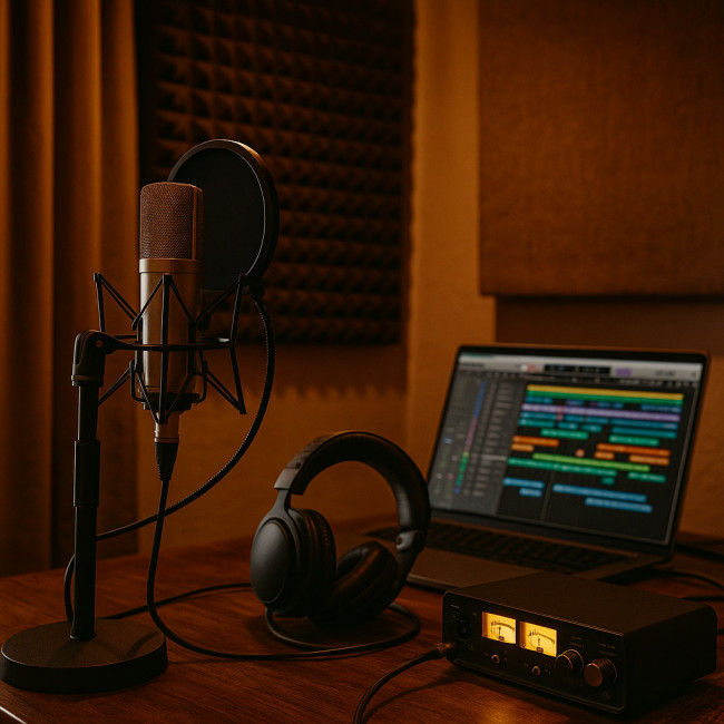 vue d'un home studio adapté aux stacks vocaux gospel