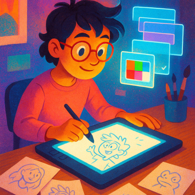Illustrateur jeunesse adaptant son style aux applis mobiles