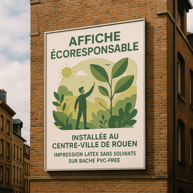 Affiche grand format écoresponsable sur immeuble à Rouen