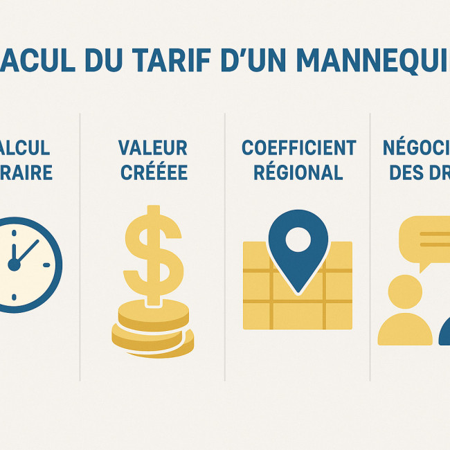 infographie étapes calcul tarif mannequin