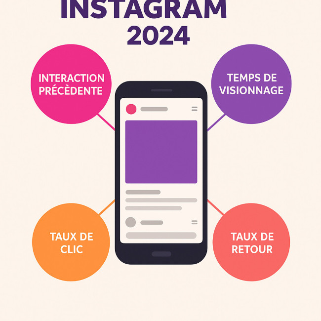 Illustration vectorielle des 4 signaux clés de l'algorithme Instagram 2024