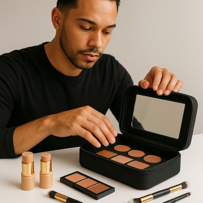 maquilleur rangeant un kit nomade compact