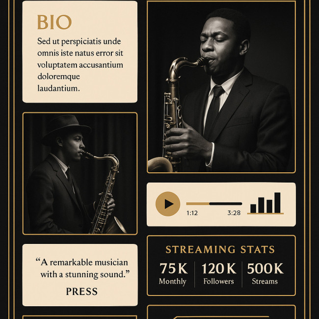 Moodboard visuel d'un kit presse digital jazz