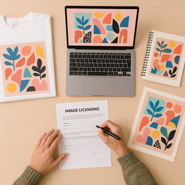 Illustration d'une licence d'images pour collage