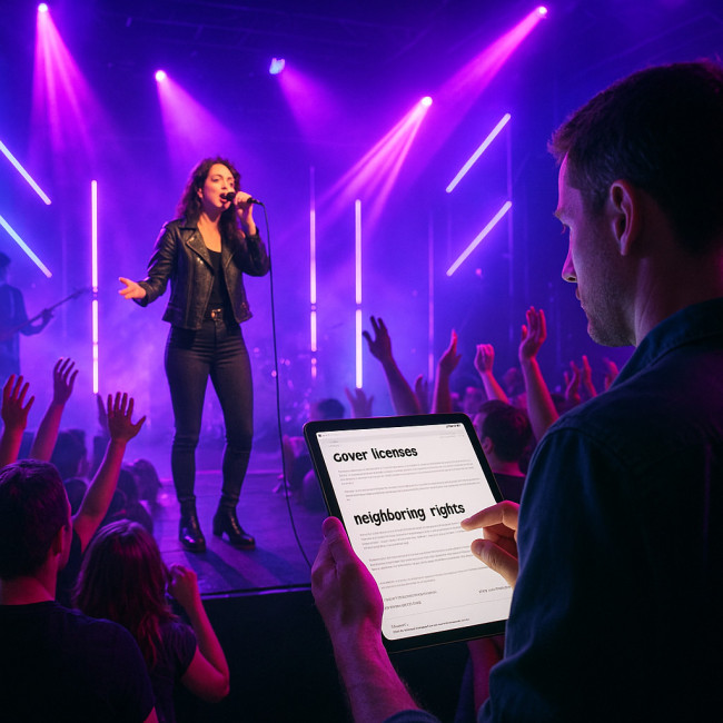 Concert live illustrant la gestion des licences