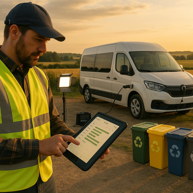 Logisticien coordonnant un shooting Ă faible empreinte carbone