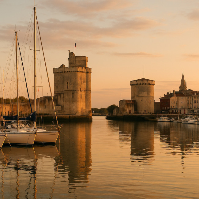 Vieux Port de La Rochelle baigné par la golden hour