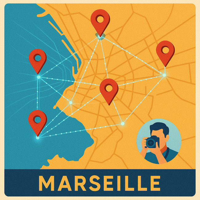 Illustration du réseau de liens locaux à Marseille pour un photographe