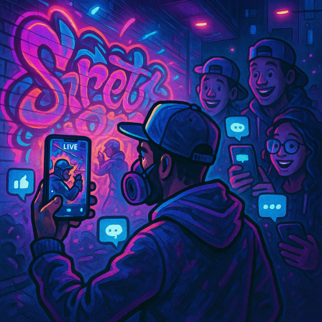 street artist partageant son making-of avec ses fans