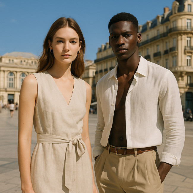 Deux mannequins posent dans le centre de Montpellier