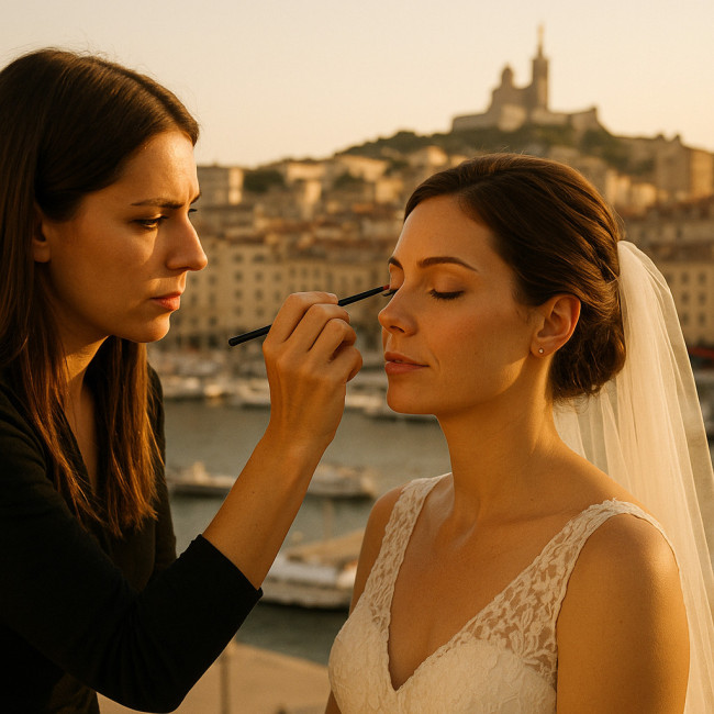 Maquilleuse à Marseille maquillant une mariée