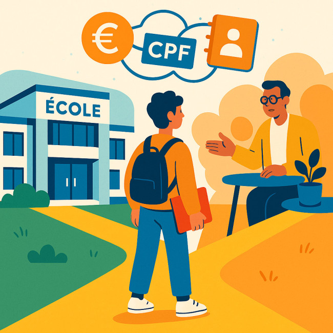 illustration concept mentorat et école hybride