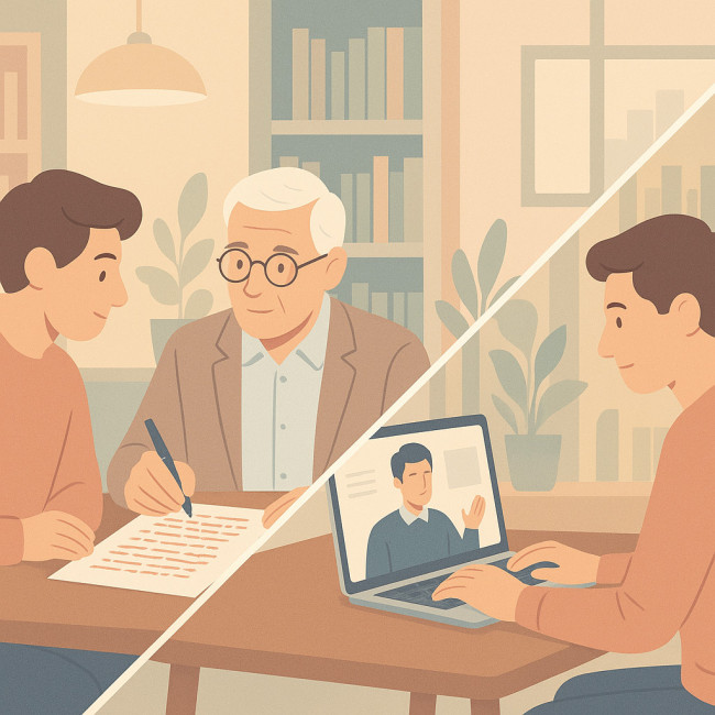 Illustration comparant mentorat littéraire et MOOC d'écriture
