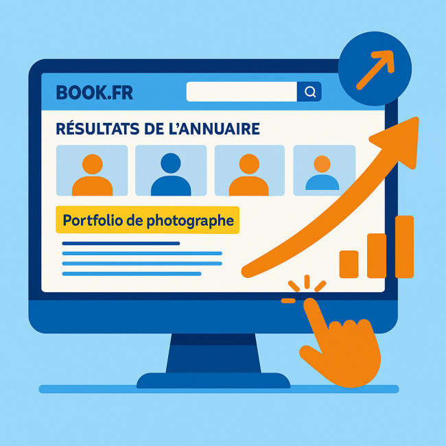 Illustration méta-description optimisée attirant des clics dans un annuaire photo