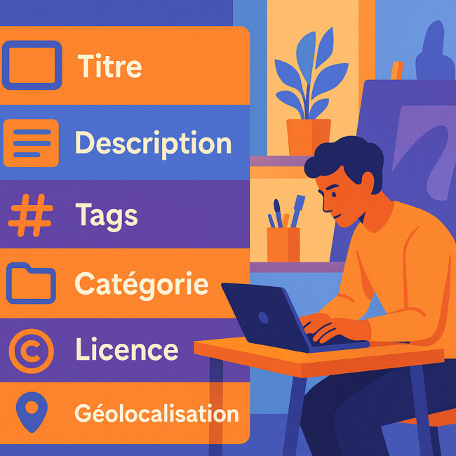 Infographie sur les métadonnées clés d'un book de dessinateur