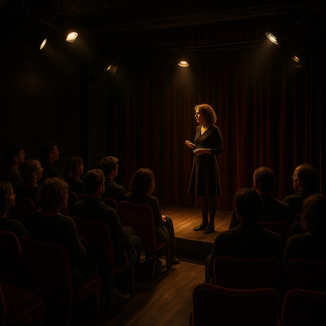 Vue intérieure d'un micro-théâtre parisien intime