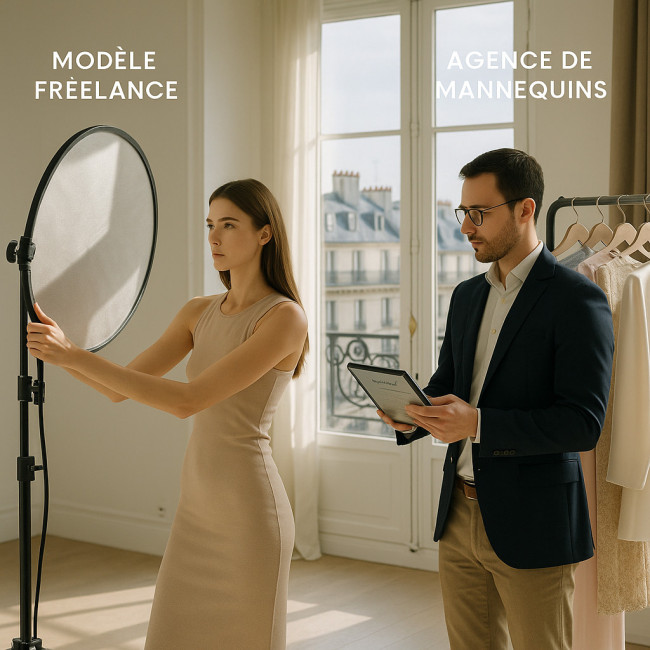 Comparaison visuelle entre modèle freelance et agence à Paris