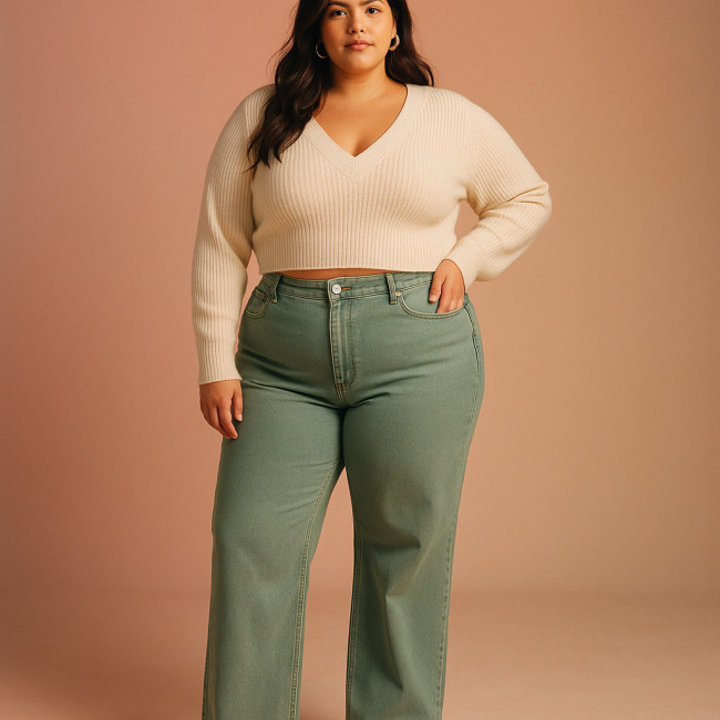 Modèle grande taille posant en studio pour book