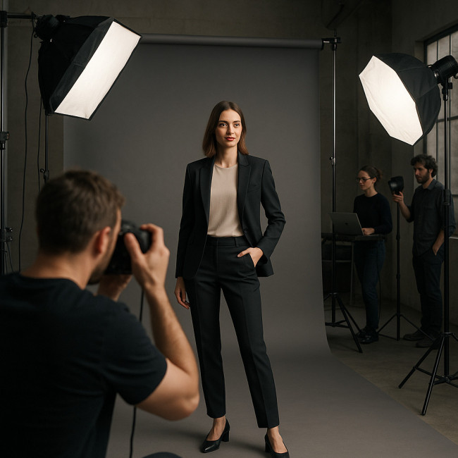 Modèle professionnel en studio photo à Lyon