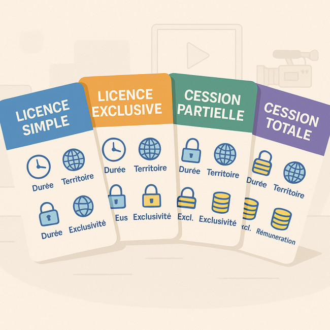 Infographie sur les quatre principaux modèles de cession de droits vidéo