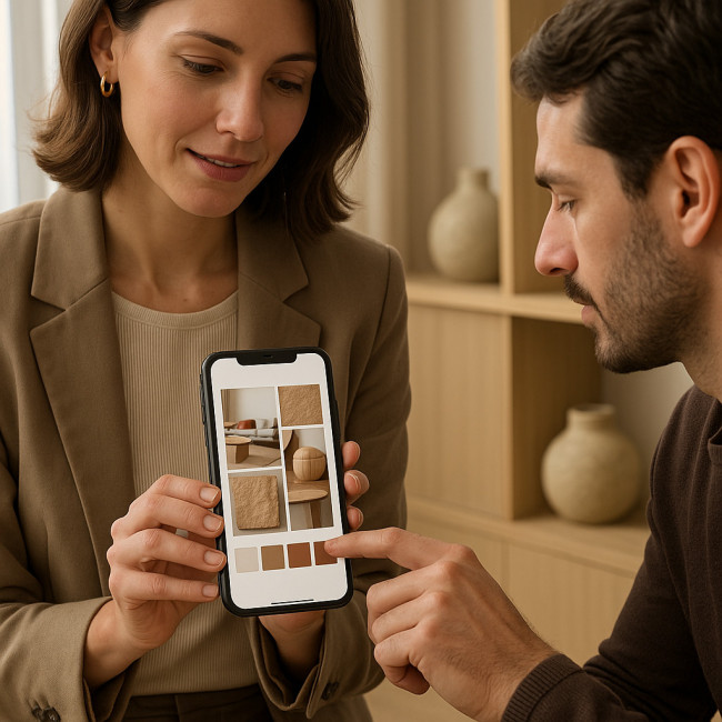 Consultation d'un moodboard interactif sur mobile