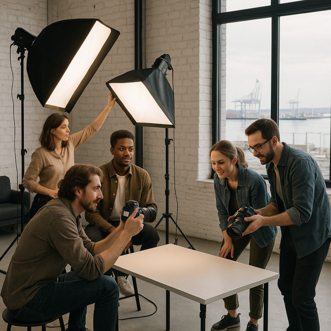 Photographes partageant un studio photo au Havre