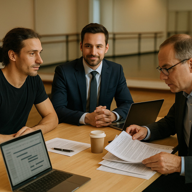 réunion de négociation de contrat de captation de ballet