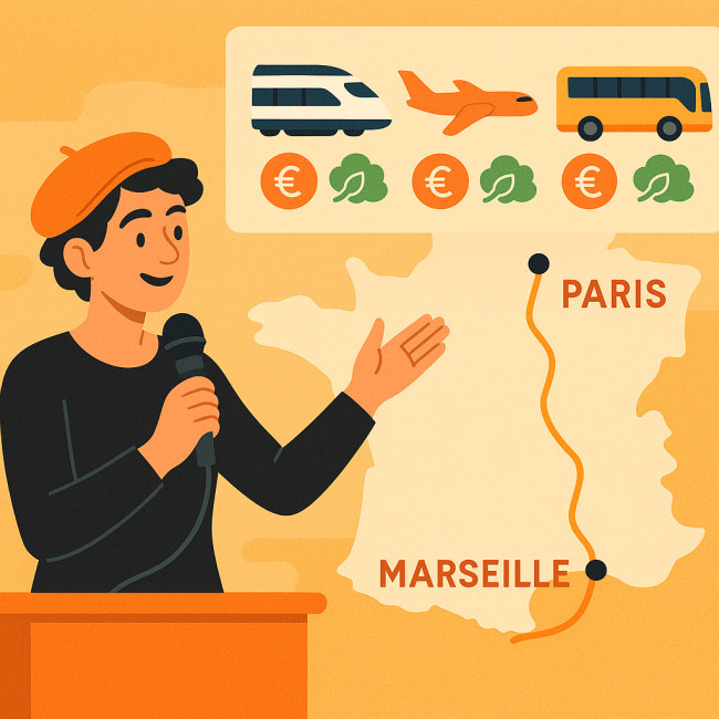 Infographie montrant les options de trajet Marseille Paris et leurs coûts