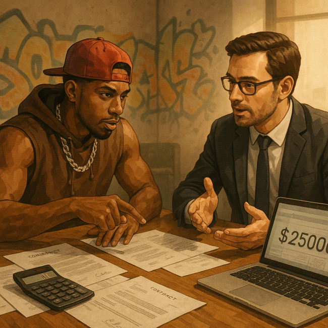 Négociation de tarif entre danseur hip-hop et agence