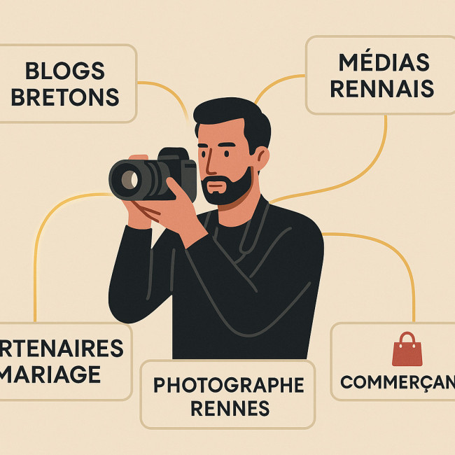Illustration du réseau de backlinks locaux pour un photographe rennais