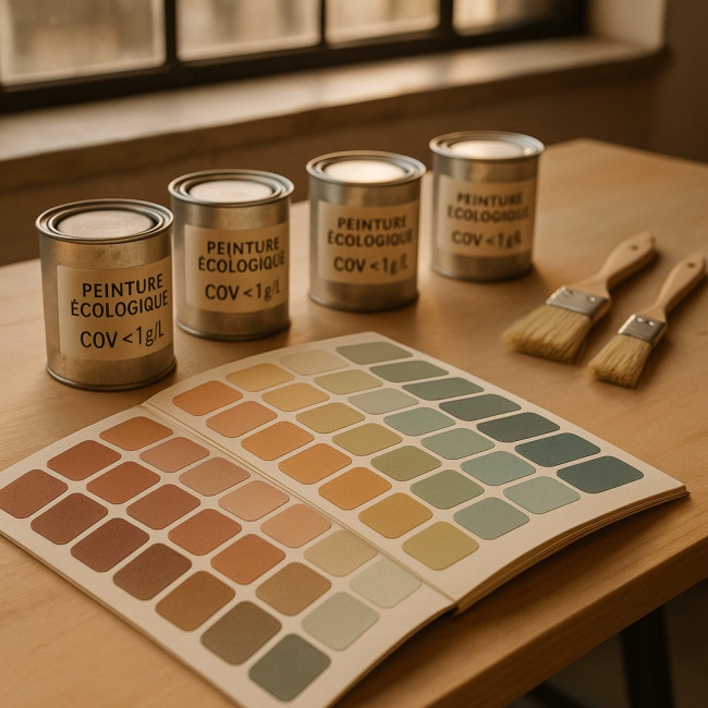 Nuancier et pots de peinture écologique