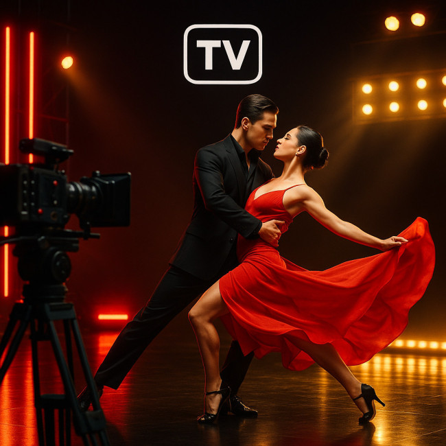 Couple de danseurs de tango illustrant les formats TV