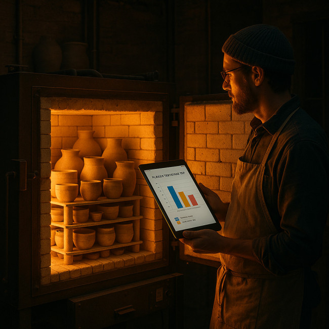 Four de céramique chargé prêt pour cuisson nocturne