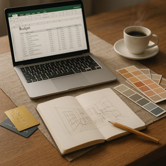 Bureau montrant l'optimisation du budget pour une formation en design