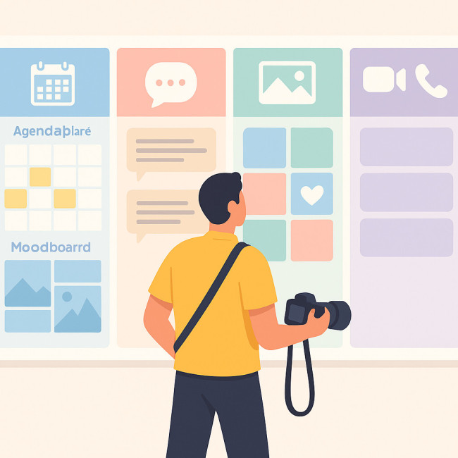 Visuel représentant les outils numériques pour organiser un shooting à Nantes