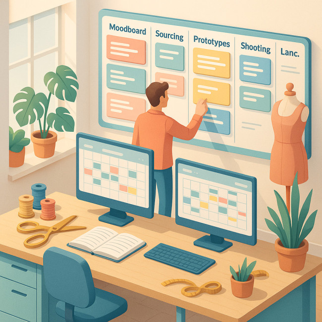 Illustration d'un tableau Kanban mode pour une capsule