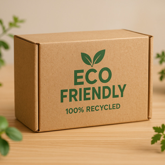 Boîte en carton recyclé avec décor végétal