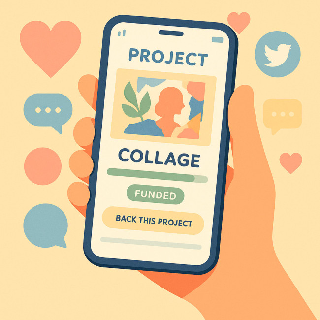 Smartphone montrant une campagne de mécénat participatif