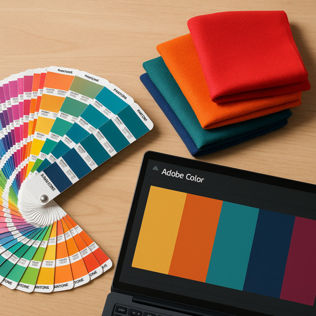 nuancier pantone et tissus pour harmoniser la palette du lookbook