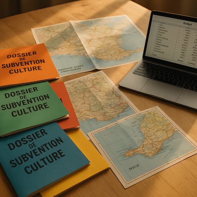 Photographe en train de préparer des dossiers de subvention en PACA