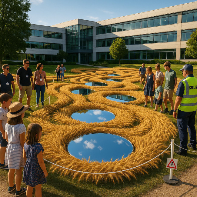 Installation de land art éphémère sécurisée lors d'un événement d'entreprise