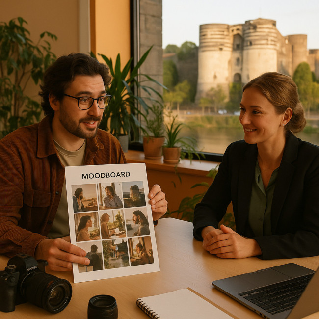 Photographe angevin échangeant avec une dirigeante locale