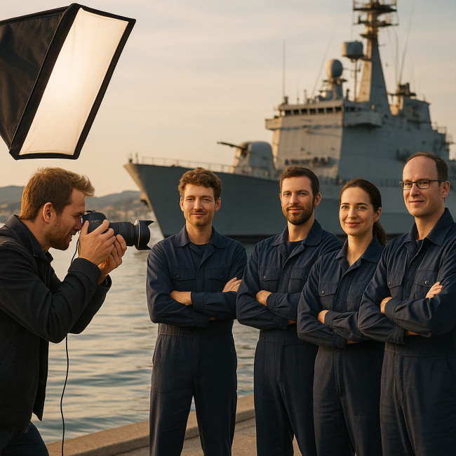 Photographe corporate à Toulon devant la base navale