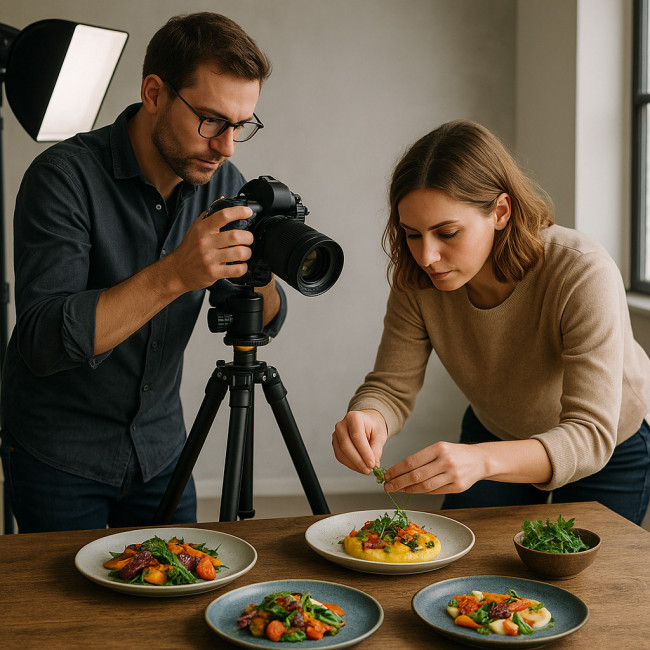 Photographe culinaire à Angers en plein shooting gastronomique